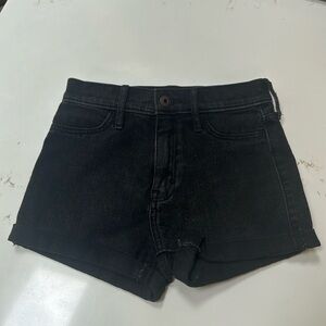 Abercrombie Kids shorts. Black denim. Cuffed style with zipper and button fly